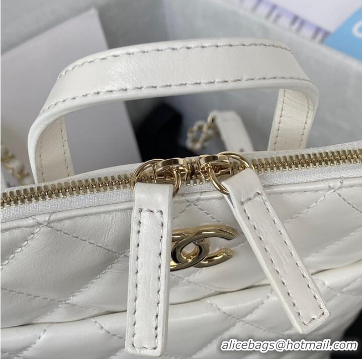 Pretty Style Chanel Lambskin & Gold-Tone Metal Backpack AS3332 white