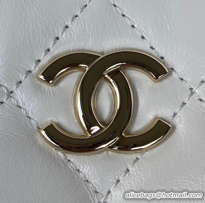 Pretty Style Chanel Lambskin & Gold-Tone Metal Backpack AS3332 white