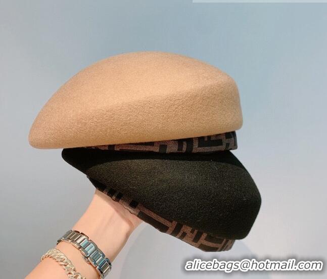 Good Product Fendi Wool Beret Hat FD2254 Black 2021