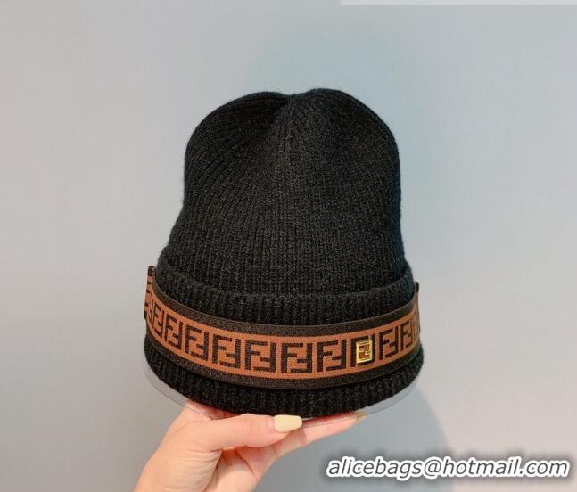 Super Quality Fendi Logo Knit Hat FD2256 Black 2021