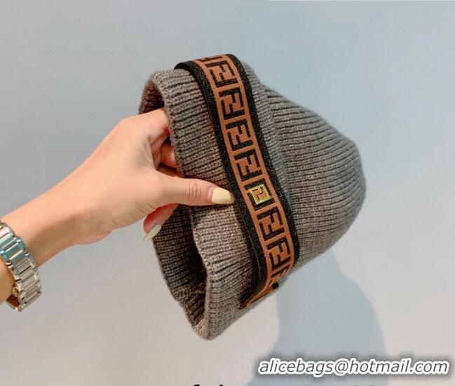 Well Crafted Fendi Logo Knit Hat FD2256 Grey 2021