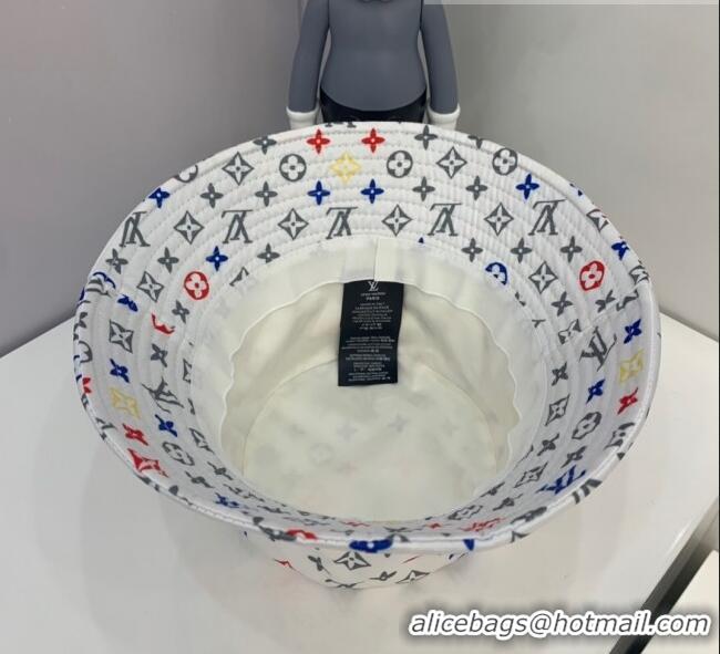 Top Grade Louis Vuitton Multicolored Monogram Bucket Hat LV1879 White 2021