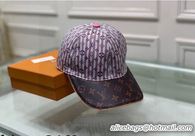 Grade Quality Louis Vuitton Monogram Striped Canvas Baseball Hat LV2819 Pink/Brown 2021