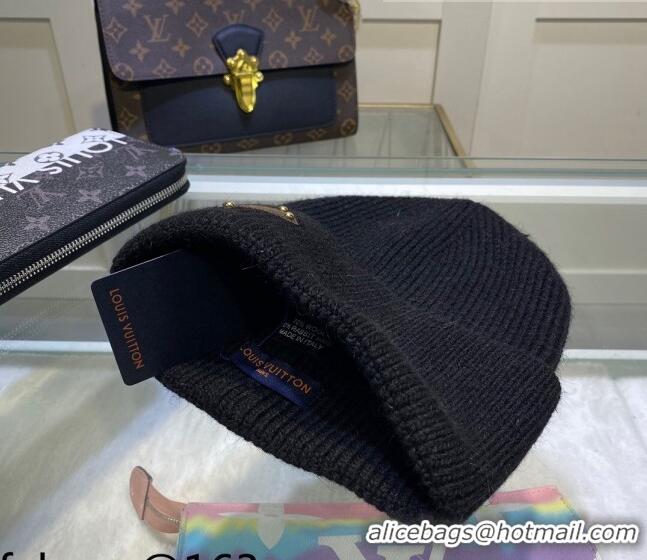 Super Quality Louis Vuitton Wool Patch Knit Hat 110594 Black 2021