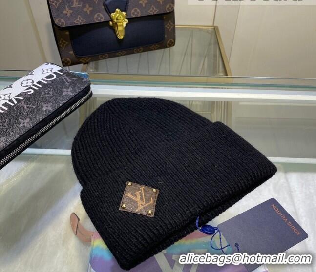 Super Quality Louis Vuitton Wool Patch Knit Hat 110594 Black 2021