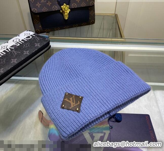 Top Quality Louis Vuitton Wool Patch Knit Hat 110597 Blue 2021