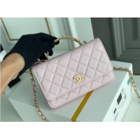 Good Product Chanel MINI FLAP BAG CLUTCH WITH CHAIN Gold-Tone Metal 22SS pink