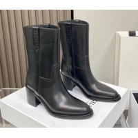 Top Design Celine Calfskin Heel Short Boots 6.5cm Black 072145