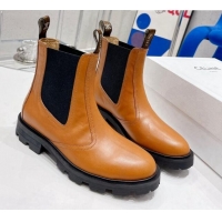 Good Product Celine Calf Leather Ankle Chelsea Boots Brown 081221