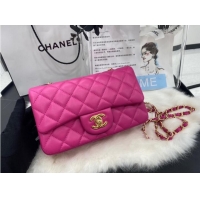 Shop Grade Chanel mini Classic Flap Bag Original Sheepskin Leather A1116 rose&Gold-Tone Metal