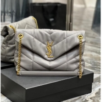 Promotional Yves Saint Laurent LOULOU PUFFER MEDIUM BAG IN QUILTED CRINKLED MATTE LEATHER Y577475 gray
