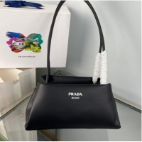 Luxury Discount Prada Leather Triangle bag 1BA368 black