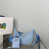 Luxury Cheap Prada Re-Edition 2005 Saffiano shoulder bag 1BH204 sky blue