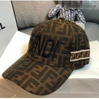 Promotional Fendi FF Canvas Baseball Hat with FF Band FD0169 Brown 2021