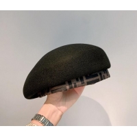 Good Product Fendi Wool Beret Hat FD2254 Black 2021
