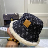 Good Product Louis Vuitton Monogram Denim and Shearling Bucket Hat LV2937 Black 2021