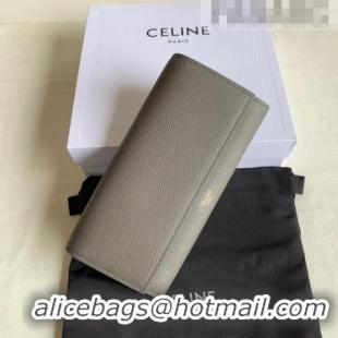Luxury Cheap Celine Large Flap Wallet in Palm-Grained Calfskin 4148 Grey 2022