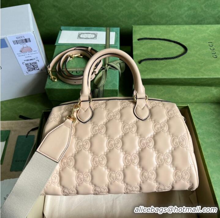 Famous Brand Gucci GG Matelasse leather top handle bag 702242 Beige