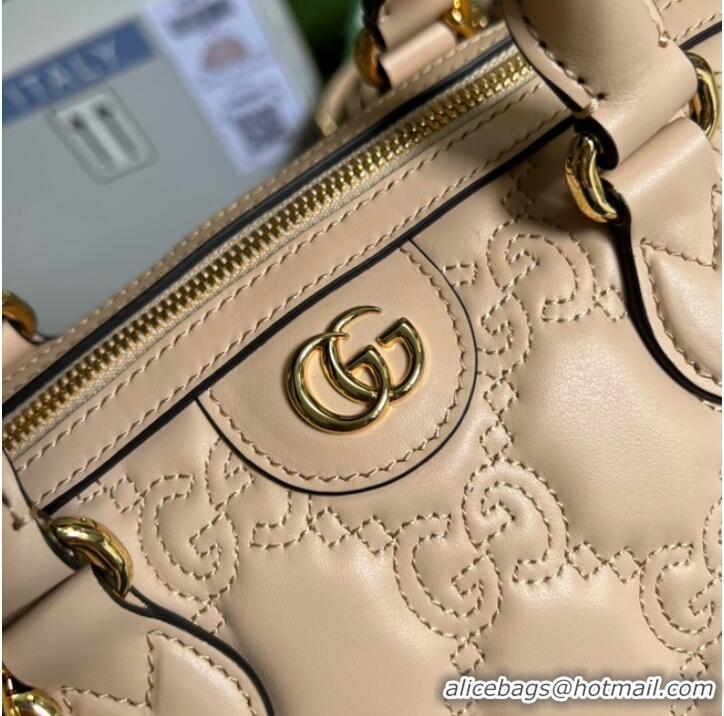Famous Brand Gucci GG Matelasse leather top handle bag 702242 Beige