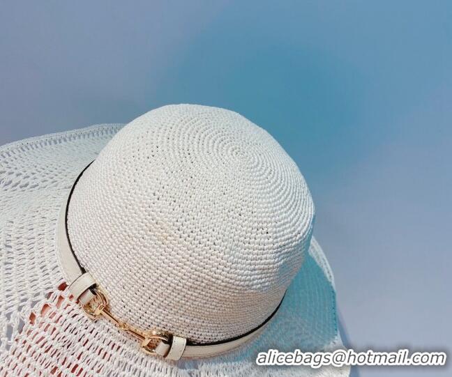 Shop Promotional Gucci Straw Wide Brim Straw Hat G78569 White 2022