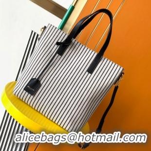 Grade Design SAINT LAUREN RIVE GAUCHE N/S SHOPPING BAG IN LINEN AND COTTON 524124 WHITE LINEN