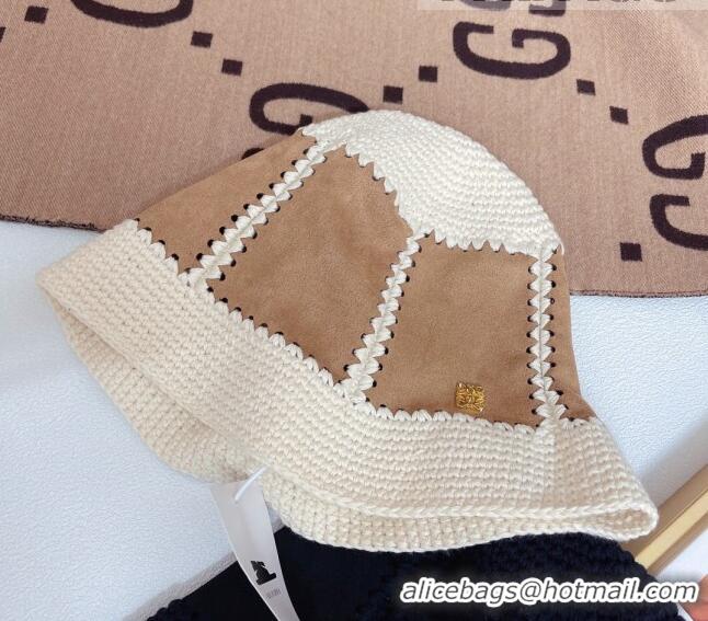 Top Quality Loewe Suede knit Bucket Hat Camel LH2789 Brown 2022
