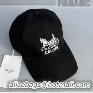 Luxury Discount Celine Canvas Baseball Hat CE8010 Black 2021