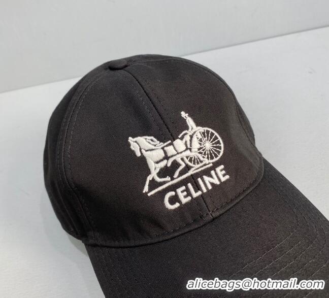 Luxury Discount Celine Canvas Baseball Hat CE8010 Black 2021