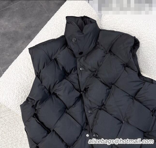 Top Design Bottega Veneta Woven Down Vest 092703 Black 2022