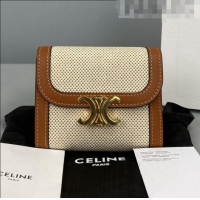 Buy Inexpensive Celine Canvas Small Wallet 60030 White 2021