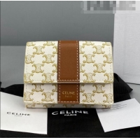 Top Design Celine Triomphe Small Wallet 60028 White 2021