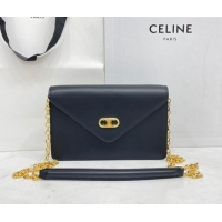 Famous Brand Celine Maillon Triomphe Chain Wallet in Shiny Calfskin CE0412 Black 2021