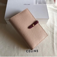 Well Crafted Celine Palm-Grained Leather Passport Wallet CE1825 Pink/Burgundy 2022