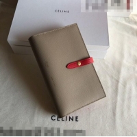 Top Quality Celine Palm-Grained Leather Passport Wallet CE1825 Beige/Red 2022