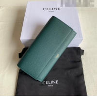 Well Crafted Celine Large Flap Wallet in Palm-Grained Calfskin 4148 Dark Green 2022
