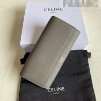 Luxury Cheap Celine Large Flap Wallet in Palm-Grained Calfskin 4148 Grey 2022