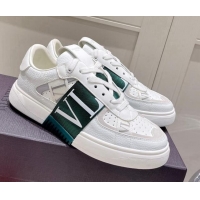 Good Quality Valentino VLTN Calfskin Low-top Sneakers White/Green 062555