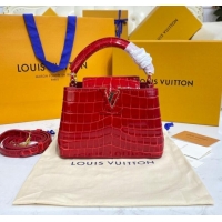 Buy Inexpensive Louis Vuitton crocodile skin CAPUCINES MINI M81190 red