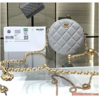 Shop Grade Chanel CLUTCH WITH CHAIN Lambskin & Gold-Tone Metal AS1449 gray