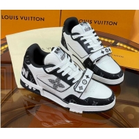 Good Quality Louis Vuitton LV Trainer Sneakers with Velcro Strap White/Black 052382