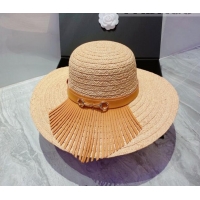 Cheapest Gucci Straw Wide Brim Hat 033167 Beige/Brown 2022