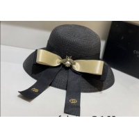New Fashion Gucci Straw Wide Brim Hat 043095 Black 2022