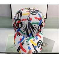 New Fashion Gucci Print Baseball Hat 053145 White 2022
