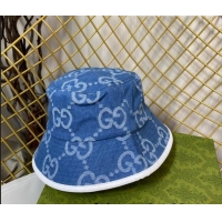 Famous Brand Gucci GG Denim Bucket Hat 062441 Light Blue 2022