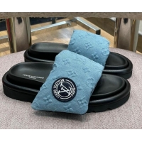 Sophisticated Louis Vuitton Monogram Denim Pool Pillow Comfort Slide Sandals Light Blue 071998