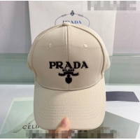 New Fashion Prada Canvas Baseball Hat 081806 Beige 2022