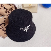 Hot Style Prada Teddycloth Bucket Hat 081831 Black 2022