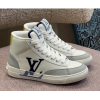 Duplicate Louis Vuitton Charlie Leather High-top Sneakers Blue 0719119