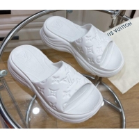 Purchase Louis Vuitton Pool 55 Monogram Rubber Comfort Slide Sandals White 081330