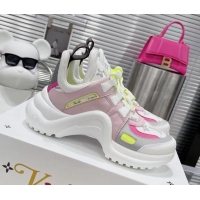 Pretty Style Louis Vuitton LV Archlight Leather & Fabric Sneakers 81909 Pink/Grey/White